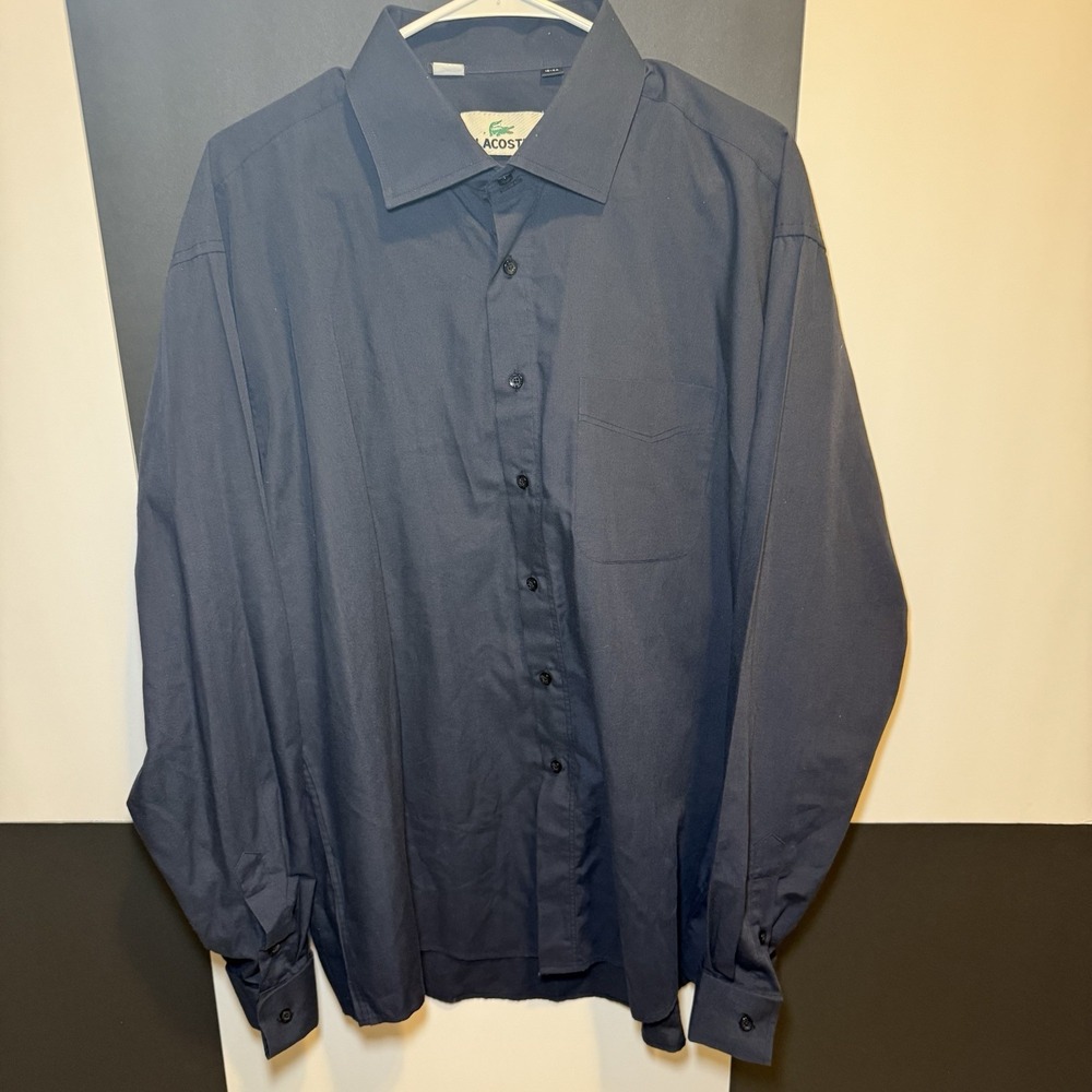 Lacoste Men's Long Sleeve Regular Fit Mini Piqué Shirt, Navy Blue/Navy Blue, 4XL